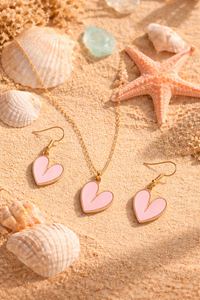 Blush Heart Harmony Jewellery Set – Necklace & Earrings
