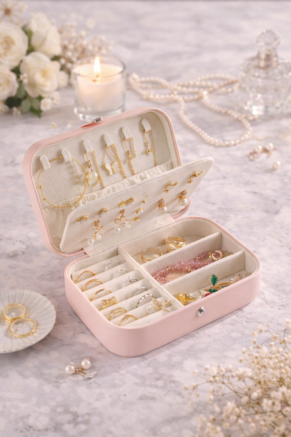 3-Grid Jewelry Organizer Box – Travel & Vanity Storage